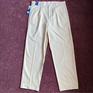 Trust Pleated Linen Blend Dress Pants Khaki Tan Men’s Size 40 W 34 L Casual NWT